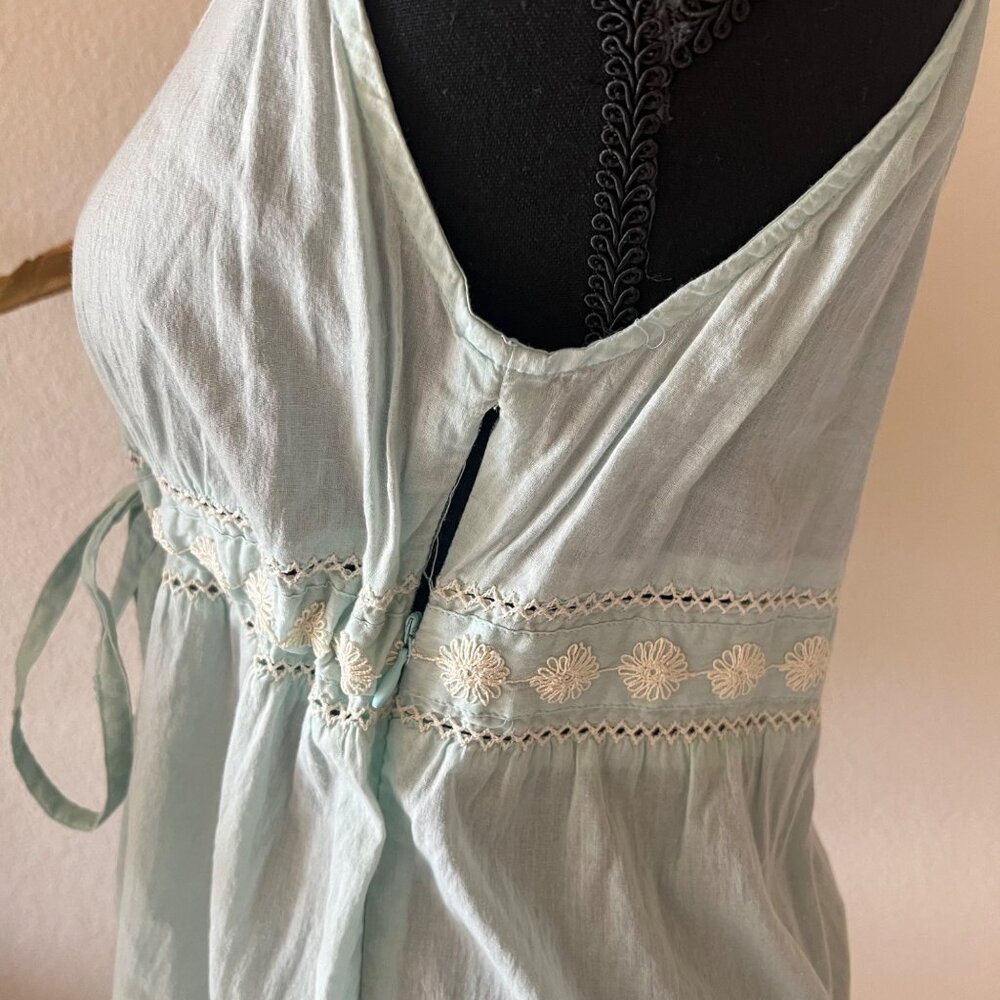 Old Navy Baby Blue Y2K Babydoll Embroidered Front-Tie Top - Picture 8 of 8